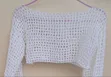 Handmade White Crochet Shrug - Long Sleeve Mesh Crop Cover Up - 2