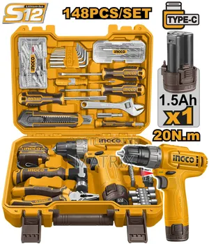 Ingco 89-Piece Tool Set with 12V Cordless Drill