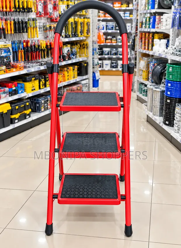 Heavy-Duty 3-Step Folding Ladder - Strong Non-Slip - 1