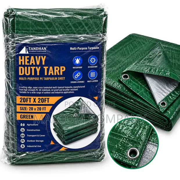 Heavy Duty Tarpaulin 20x20FT Green Waterproof UV Resistant Tarp - 1
