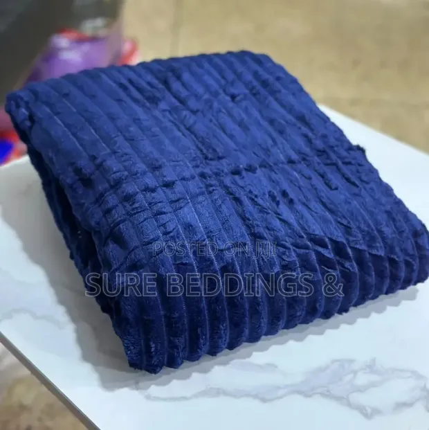 Dark Blue & Brown Ribbed Throw Blankets - 1