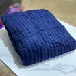 Dark Blue & Brown Ribbed Throw Blankets - 1