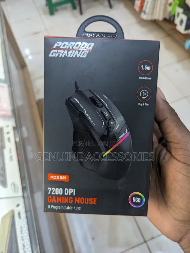 Porodo Gaming 8D RGB Wired Mouse 7200 DPI - 1