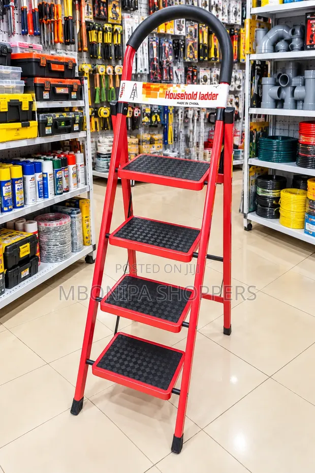 4-Step Household Folding Ladder - Non-Slip - 1