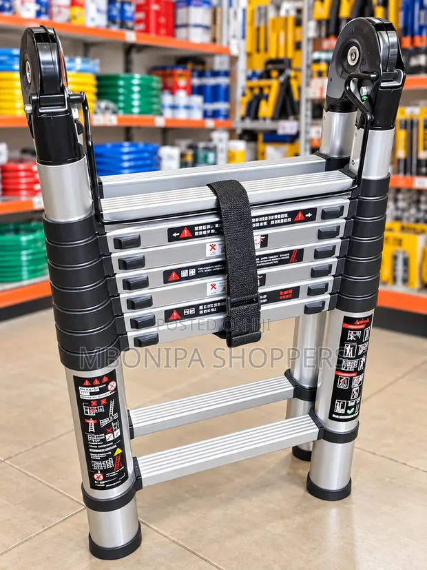 6M / 18FT Double-Stand Telescopic Aluminum Ladder - 1