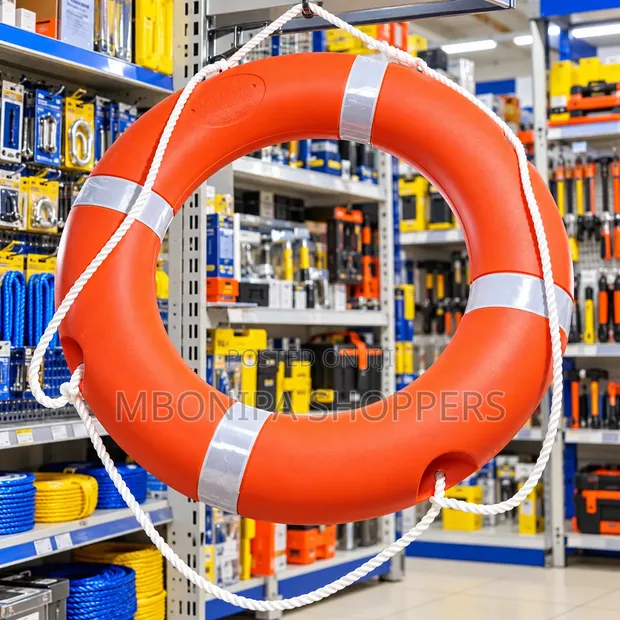 Heavy-Duty Orange Lifebuoy Ring with Safety Rope - 1