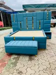 Premium Quality Fabric Sofa Bed - Light Blue - 1