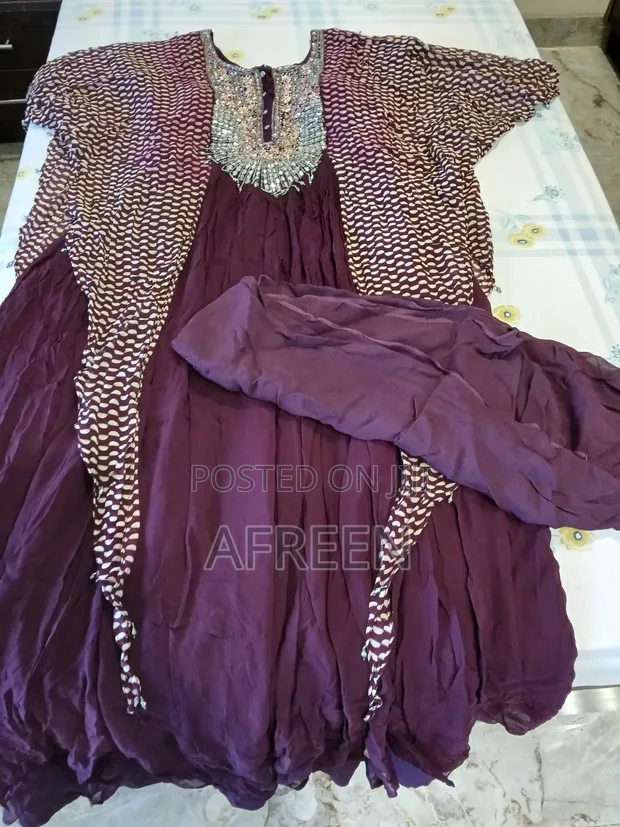 Ladies Purple Silk Dress - XL - 1