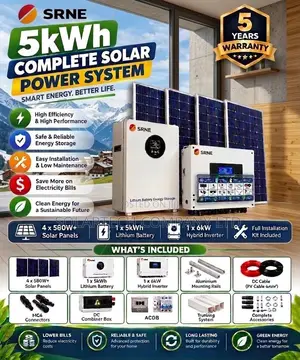 SRNE 5kW Solar Kit - 5kWh Lithium Battery + 2.32kW Solar Panels