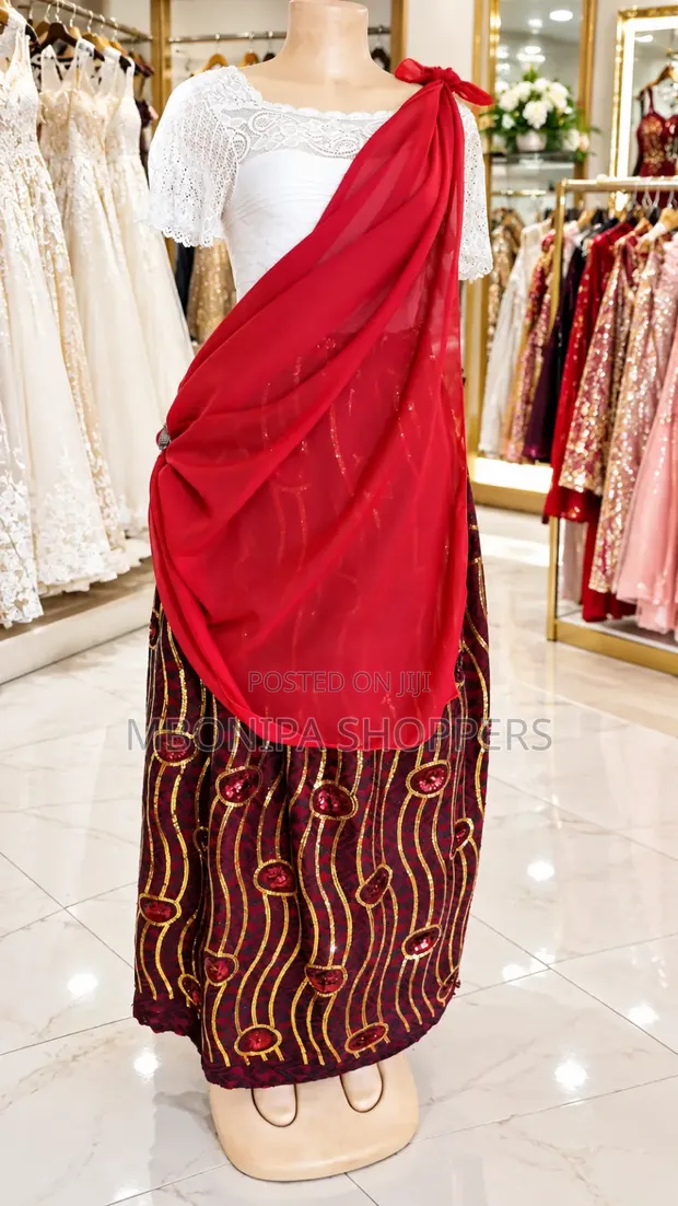 Mushanana Traditional African Dress - Red White Set - 1