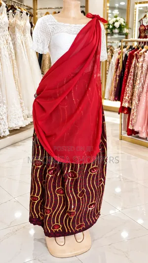 Mushanana Traditional African Dress - Red White Set
