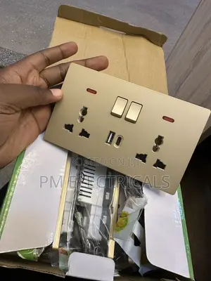 Double Socket Type C + USB Charger - Gold