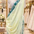 Elegant Cream Teal Embroidered Mushanana Dress - 2