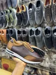 Men's Black Tipped Brown Leather Casual Sneakers - 3
