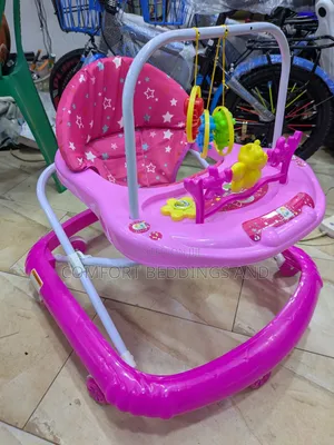 Pink Star Baby Walker - Height Adjustable with Music & Toys