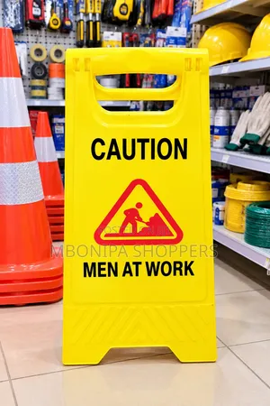 Foldable "Caution – Men at Work" Safety Sign