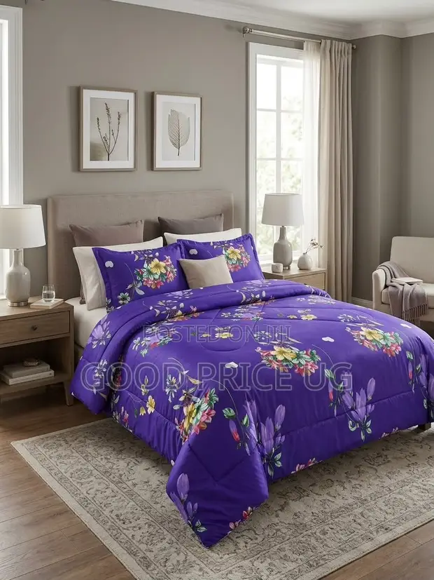 Vibrant Purple Botanical Bedding Set - 1