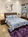 Elegant Light Blue Floral Bedding Set - 1