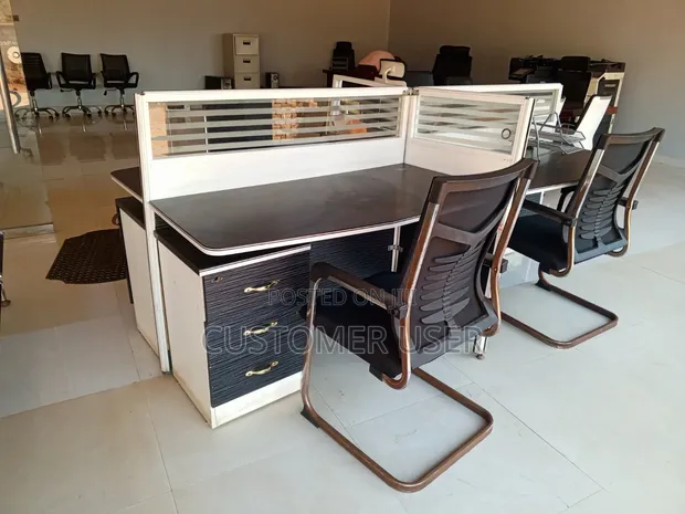 Used 4-Seater Office Station Work Furniture with File Cabinet - 1