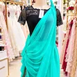Elegant Turquoise Mushanana with Black Lace Blouse - 2