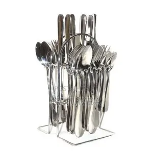 Set of 24 Stainless Steel Table Spoons and Forks with Stand