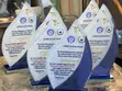 Glass Award with Blue Curve Design - 2