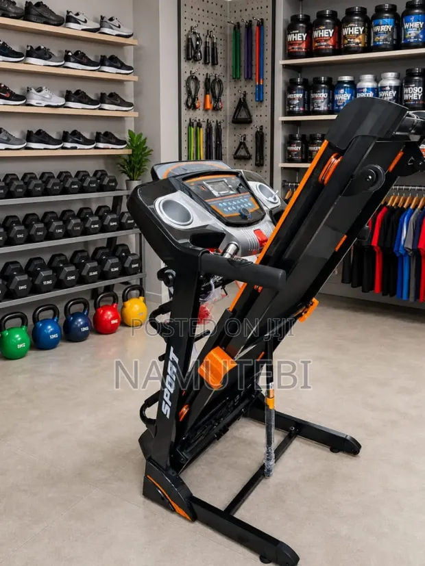 Home & Commercial Treadmill with Speakers, USB, Dumbbells - 1