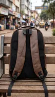Coffee Brown Faux Leather Backpack - 2