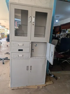 Half Glass Steel Cupboard with Safe