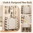 Multipurpose Coat and Dustproof Shoe Rack with Storage Shelves - 3