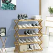 5-Tier Folding Wooden Shoe Rack Organizer - 2