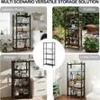 5-Tier Black Metal Foldable Storage Rack with Wheels - 2