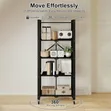 5-Tier Black Metal Foldable Storage Rack with Wheels - 3
