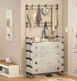 Multipurpose Coat and Dustproof Shoe Rack with Storage Shelves