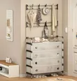 Multipurpose Coat and Dustproof Shoe Rack with Storage Shelves - 1