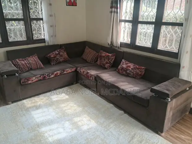 6 Seater L-Shaped Sofa Set - Brown - 1