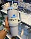 Insulated Stainless Steel Travel Mug with Handle & Straw - 1
