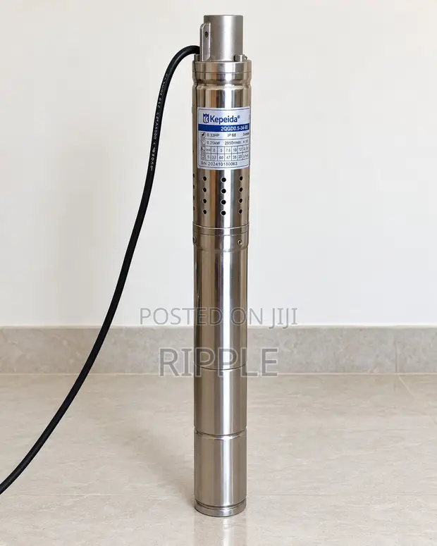 250W Electric Borehole Water Pump - 72m Head, 1800L/H - 1