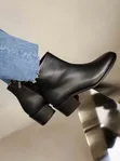 Women's Sleek Black Leather Ankle Boots - 1