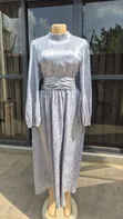 Women's Grey Metallic Sheen Maxi Dress - Size L - 1