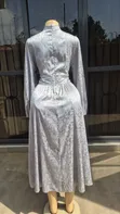 Women's Grey Metallic Sheen Maxi Dress - Size L - 2
