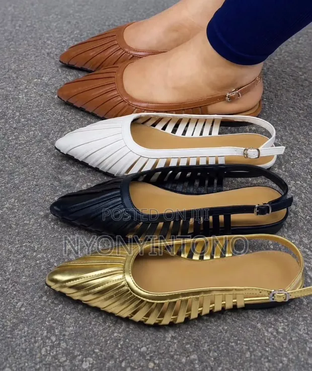 Pleated Sling Back Flat Shoes - 1