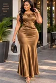 Party Style Bronze Dress - 2