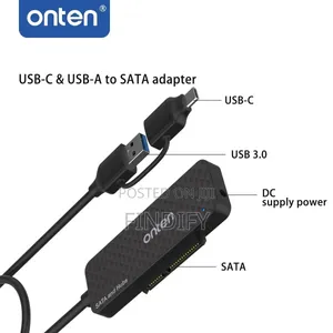 USB-C to SATA Adapter with 3-Port USB 3.0 Hub