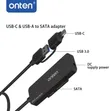 USB-C to SATA Adapter with 3-Port USB 3.0 Hub - 1