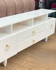 White TV Stand with Gold Knobs and Stand (Suitable for 85-inch TVs) - 2