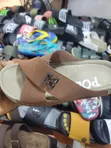 Brown Cross-Strap Slide Sandals - 1