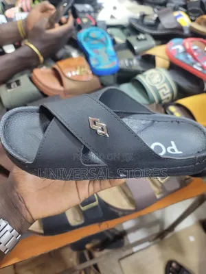 Black Cross-Strap Slide Sandals