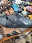 Black Cross-Strap Slide Sandals - 1