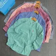 Long-Sleeved Button-Down Striped Polo Shirts - 1